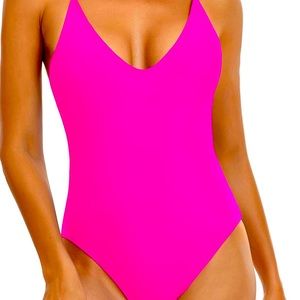 Hot pink one piece bathing suit